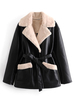 Damenjacke Schwarz Langarm Polyester Wärmeerhaltung Casual Short Jacket
