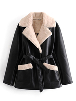 Damenjacke Schwarz Langarm Polyester Wärmeerhaltung Casual Short Jacket