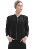 Damenjacke Schwarzer Juwelenhals Langarm Polyester Kurzjacke