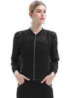 Damenjacke Schwarzer Juwelenhals Langarm Polyester Kurzjacke