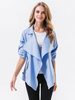 Damenjacken Hellblau Übergroße Casual Street Wear Langarm-Polyesterjacke