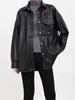 Damenjacken Schwarzer Turndown-Kragen Übergroße Frontknopf Gothic Street Wear Jacke