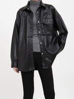 Damenjacken Schwarzer Turndown-Kragen Übergroße Frontknopf Gothic Street Wear Jacke