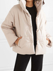Damenjacken Turndown Collar Front Button Casual Pockets Weiße Puffermäntel