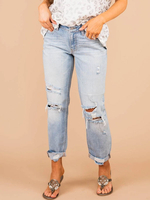 Damenjeans Lässige Baumwollblau gestickte Röhrenjeans