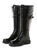 Damenkampfstiefel Lackleder Schnürstiefel Kniehohe Stiefel Flach
