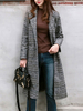 Damenmantel Notch Collar Langarm Plaid Longline Wintermantel