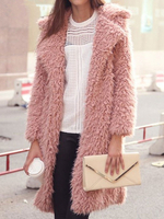Damenmantel Polyester Langarm Turn Collar Pink Wintermantel