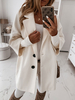 Damenmantel Turndown Kragen Knöpfe Polyester Casual White Winter Kunstpelzmantel