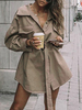 Damenmantel Turndown Kragen Taschen Casual Khaki Schärpe Wintermantel Trenchcoat