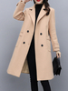 Damenmäntel Khaki Turndown Kragen Langarm Polyester Klassische Wintermode Oberbekleidung