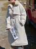 Damenoberbekleidung Ecru White Turndown Collar Langarm Taschen Casual Wrap Coat