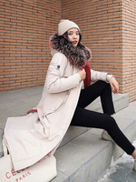 Damenoberbekleidung Kapuze Kordelzug Casual Ecru White Winter Coat