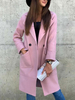 Damenoberbekleidung Pink Turndown Collar Long Sleeves Classic Maxi Coat