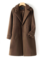 Damenoberbekleidung Turndown Collar Pockets Casual Coffee Brown Wickelmantel
