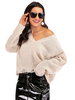 Damenpullover Aprikosen-V-Ausschnitt Langarm Polyester Classic Pullover