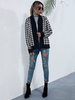 Damenpullover Cardigans Black Polyester Animal Print Langarm-Pullover mit V-Ausschnitt