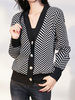 Damenpullover Cardigans Black Polyester Stripes Langarm V-Neck Street Wear