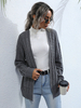 Damenpullover Cardigans Deep Grey Cotton Langarm V-Ausschnitt Winter Casua Sweaters Mäntel