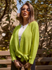 Damenpullover Cardigans Grass Green Acryl Schnürung Langarm Cardigans