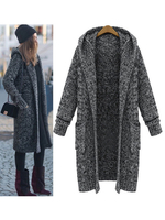 Damenpullover Cardigans Grau Acryl 3/4 Länge Ärmel HoodedWinter Outerwear