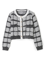 Damenpullover Cardigans Grau Polyester Plaid Langarm Jewel Neck Wintermantel