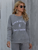 Damenpullover Hellgrauer Jewel Neck Langarm Polyester Baumwolle Sweatshirt