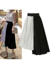 Damenrock Ecru Zweifarbige Chiffon Mitte Kalb Länge Hohe Taille Asymmetrische Herbst und Winter Bottoms