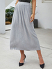 Damenrock Grau plissiertes Polyester Mittellange Länge Casual Bottoms