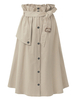 Damenrock Khaki Buttons Baumwolle Mittlere Wadenlänge Asymmetrische Herbst- und Winterhosen