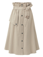 Damenrock Khaki Buttons Baumwolle Mittlere Wadenlänge Asymmetrische Herbst- und Winterhosen