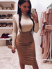 Damenrock Khaki Polyester Lange Herbst und Winter Bodycon Bottoms