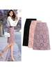 Damenrock Lila Spitze Polyester Knielang Herbst und Winter Casual Bottoms