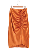 Damenrock Orange Polyester Knielange Unterteile