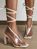 Damensandalen Stiletto Heel Chic Offene Zehensandalen Kreuzgurte Transparente Sandalen