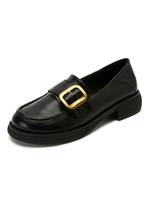 Damenschnalle Chunky Heel PU-Leder-Loafer