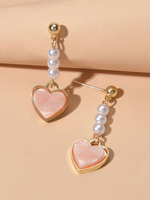 Dangle Ohrringe Herzförmige Imitation Perle Frauen Schmuck