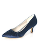 Dark Navy Mutter Schuhe Satin Spitze Zehen Hochzeitsgast Schuhe Kätzchen Ferse Brautschuhe