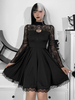 Dark Wind Summer Lace Mesh Nähte High Neck Dress