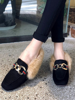 Deep Apricot Micro Wildleder Upper Loafers Square Toe Metall Details Freizeitschuhe Damenschuhe