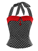 Deep Blue Cami Top trägerlose Polka Dot Retro Baumwolle Frauen Camis