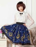 Deep Blue Star Printed Polyester kurzes Lolita Rockkleid für Mädchen