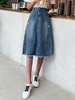 Demin Rock Blaue Taschen Polyester Knielange Cowboyhose