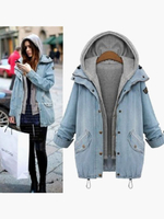 Denim Frauen Jacke 2021 Parka Mantel Kapuzeie Übergröße Jacke Für Frauen