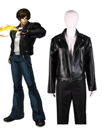 Der König der Kämpfer 15 Kyo Kusanagi Cosplay Kostüm Kunstleder Jacke Handschuhe Spiel Kostüm Set