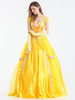 Die Schöne und das Biest Kleid Gelbe Schaufel Prinzessin Kleid Cosplay Kostüm Mit Handschuhen Karneval Kostüm