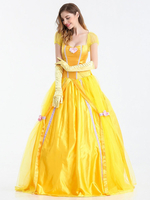 Die Schöne und das Biest Kleid Gelbe Schaufel Prinzessin Kleid Cosplay Kostüm Mit Handschuhen Karneval Kostüm