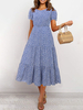 Ditsy Blumen Maxikleider Kurzarm Jewel Neck Sommerkleid