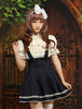 Dunkelblaue Baumwolle Lolita Rock Salopette Beige Streifen