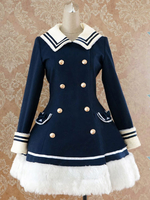 Dunkelblaue Taille-gesteuerte Sailor Style Lolita Mantel